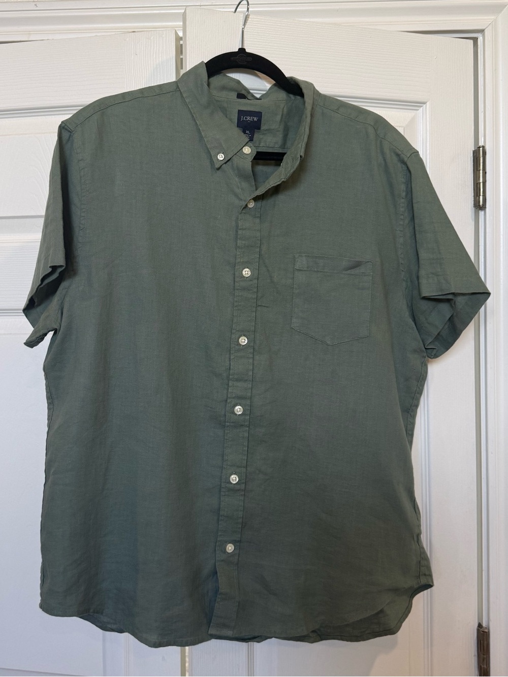 JCrew green linen button down